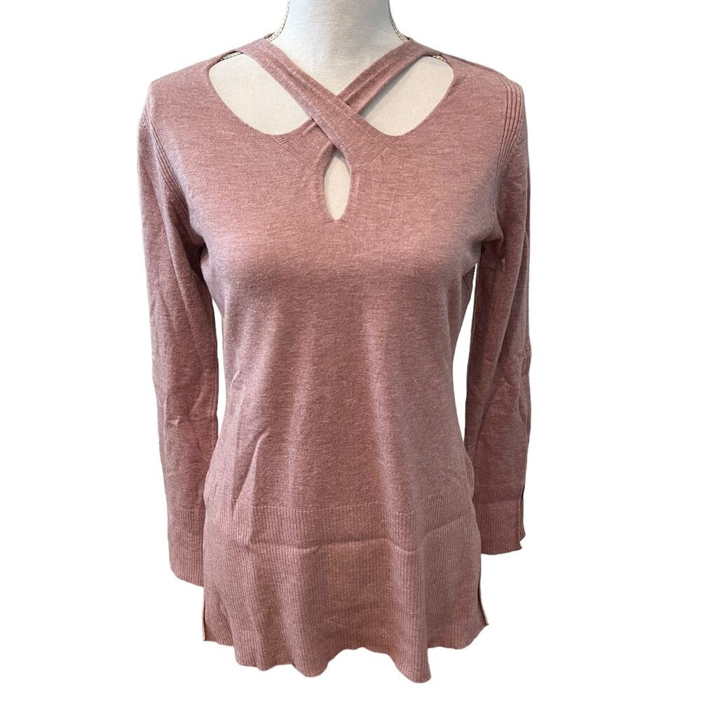 Vila Milano Long Sweater Keyhole Detail Dusty Rose S